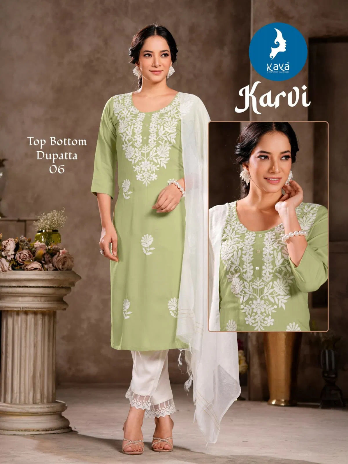 Karvi By Kaya Rayon Wholesale Kurti With Bottom Dupatta Suppliers In Mumbai